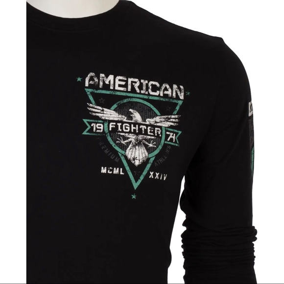 American Fighter Mens Long Sleeve Shirt ABRAHAM Premium Athletic Black S-3XL - Picture 5 of 13